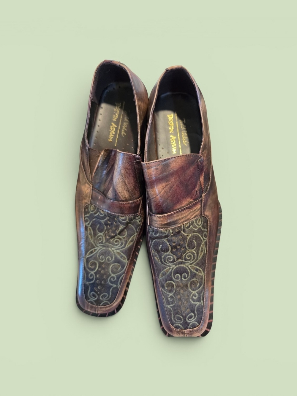 Men's Brown Slip-On Loafers with Decorative Panel